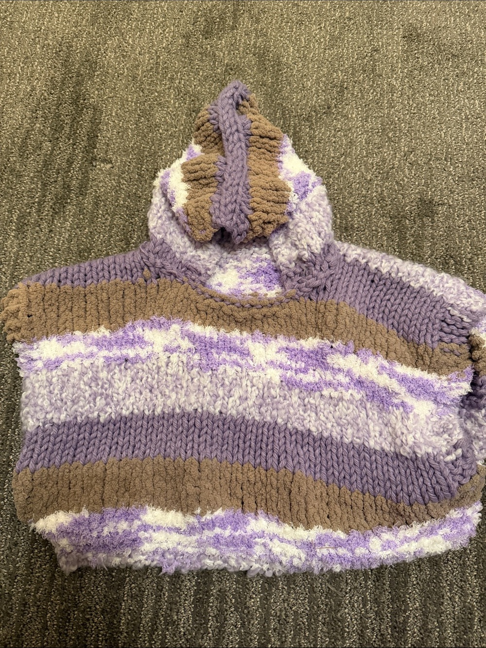 Cozy Lavender & Taupe Striped Poncho